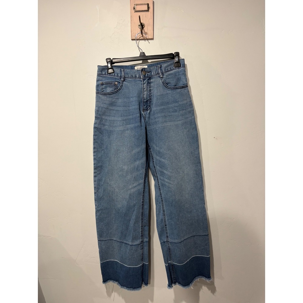 EVIDNT Los Angeles Wide Leg Two Tone Raw Hem Jeans Blue ED1127 Size 26